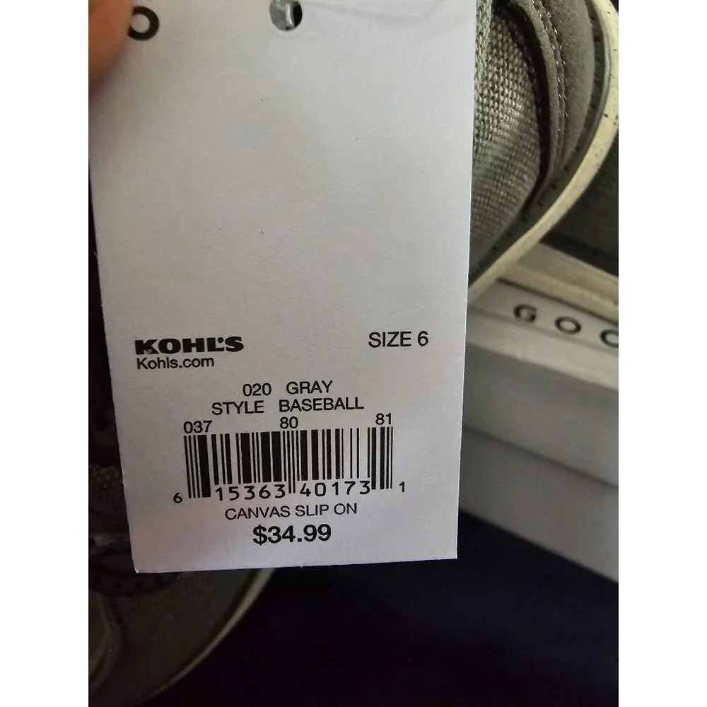 Sonoma Mens Gray Canvas Slip-On Shoes Size 6 With Memory Foam For Comfort‎